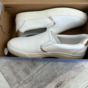 Keds White and Gold Slip-On Loafers